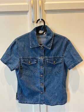 Denim Short Sleeve Button-Up Shirt (Vintage)